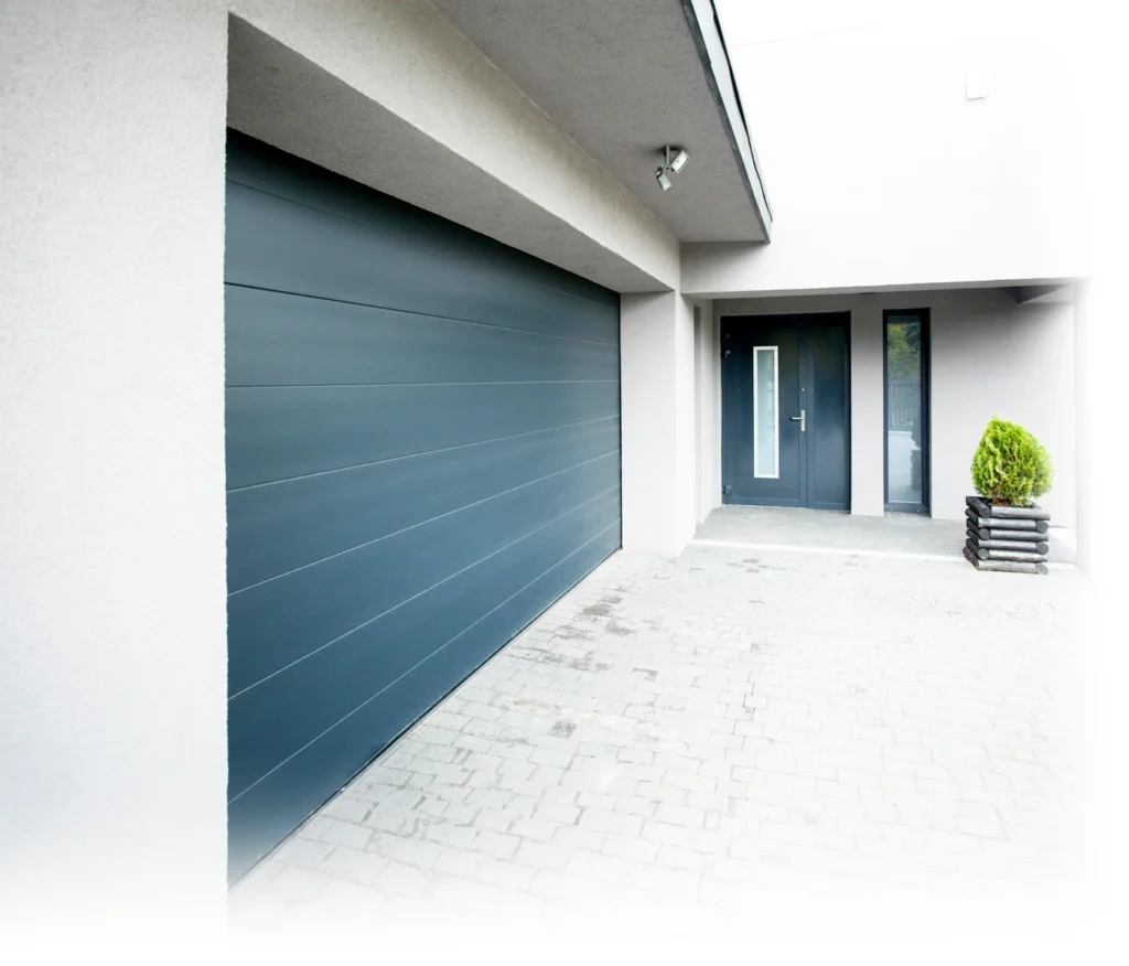 a garage door in a house